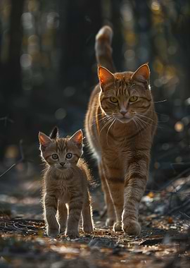 Mother And Baby Cat