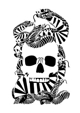 Card skull death with snak