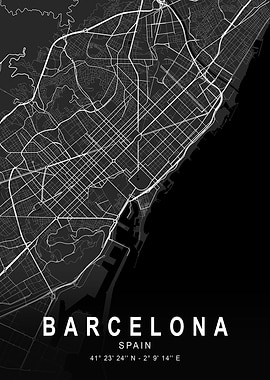 Barcelona Dark Map