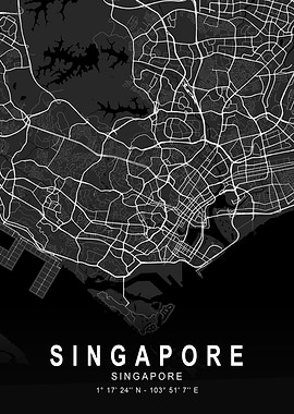 Singapore Dark Map