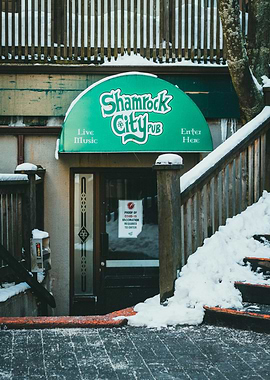 the entrance to a restau