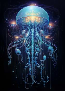 Neon Blue Jellyfish