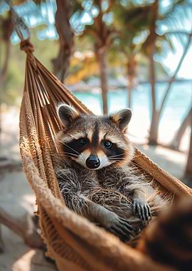 Raccoons rest