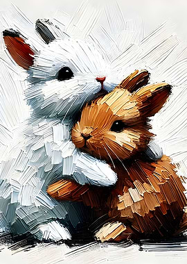Cute Rabbits Hugging