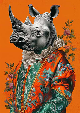 Rococo Rhino on Orange