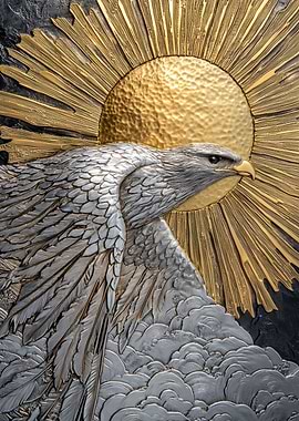 Metal Golden Sunrise Eagle