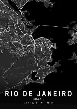 Rio de Janeiro Dark Map