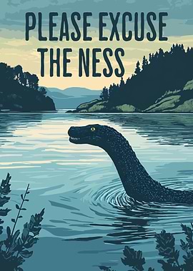 Loch Ness Lake Cryptid Art