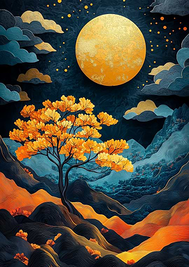 Layered Gold Nature Art