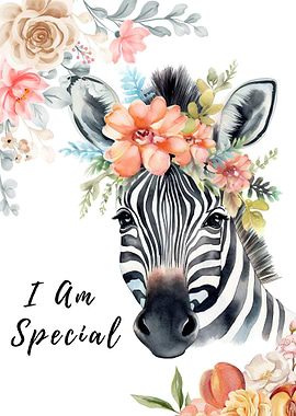 Zebra with flowers