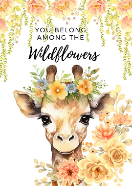 Jiraffe and Wildflowers