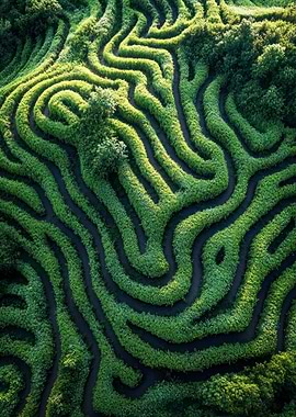 Lush Green Maze Patterns