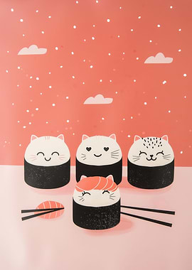 Cute Kitten Sushi Rolls