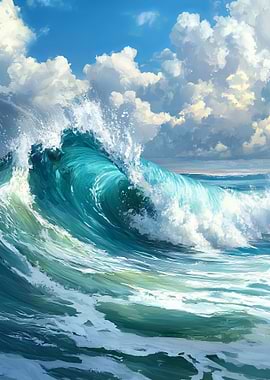 Waves oil painting