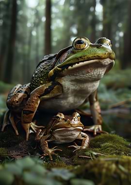 Mother And Baby Frog