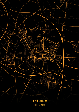 Herning City Map Gold