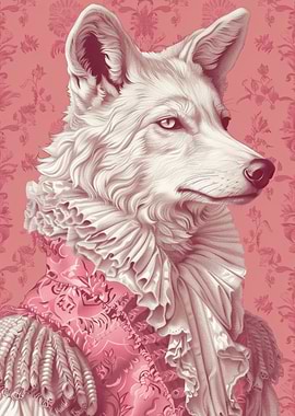 Pink Rococo Wolf Portrait