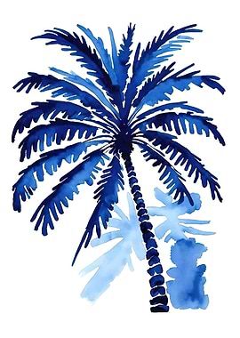 Blue Palm Tree Art