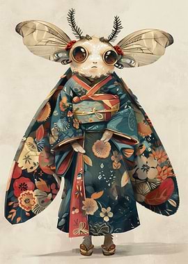 Cute Moth in Kimono