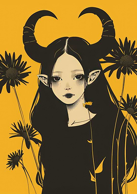 Cute Demon Girl on Yellow