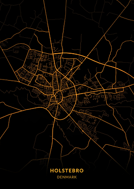 Holstebro City Map Gold