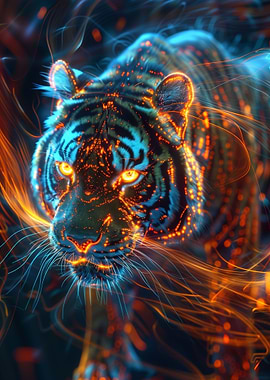 Glowing Tiger In Nature