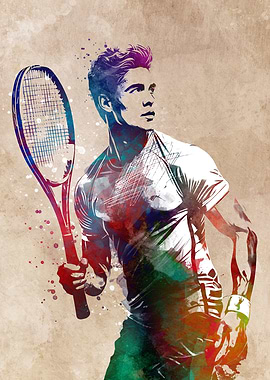 Tennis player sport art