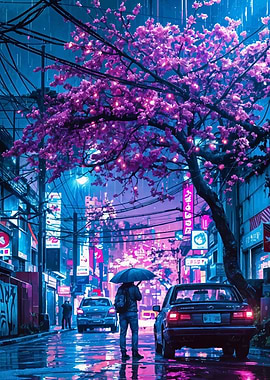 city japan sakura night