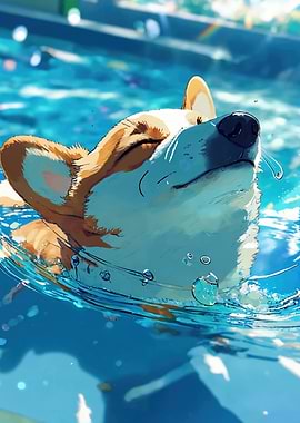 Corgi Dog Swimming