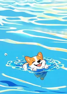 Corgi Dog Swimming