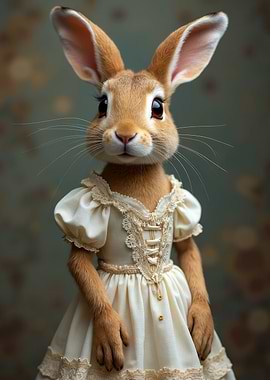 Whimsical Rabbit in Dress