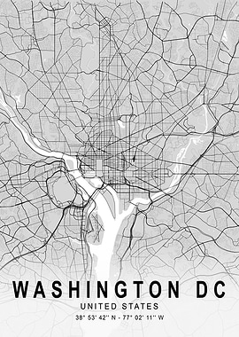 Washington DC Light Map