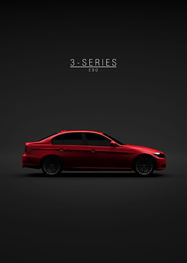 Red BMW 3 Series E90 2011