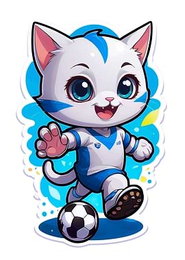 Blue Cat Playing Football