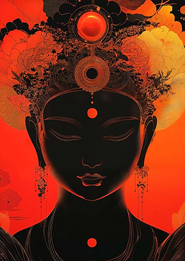 orange and black buddha