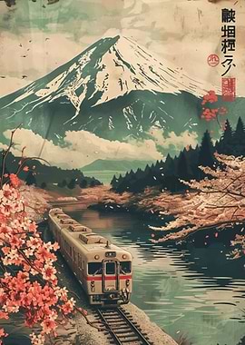 japan train in mount fuji