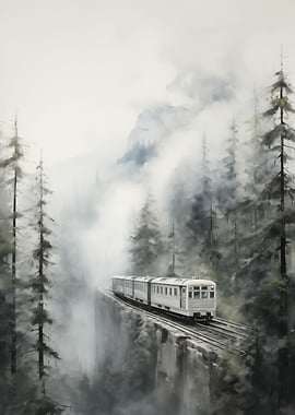 Old Train Nature Mountains