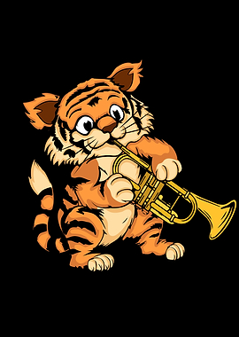 Trumpet Player Kids Tiger