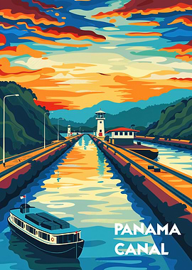 Sunset at Panama Canal