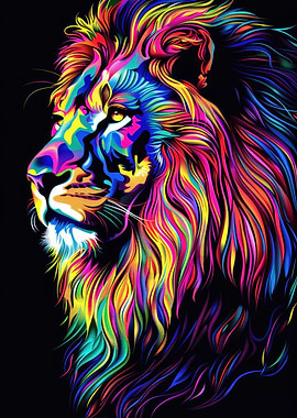 Neon Lion Illustration