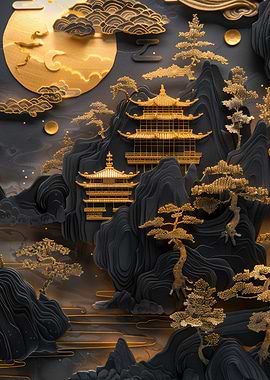 3D Relief Japanese Scenery