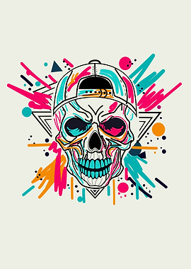 Skull vector with hip hop