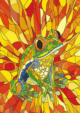 Pop Art Frog Cubism Style