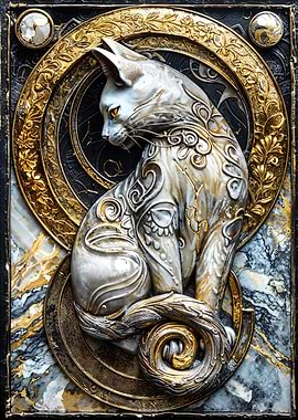 Regal Kintsugi Cat Art