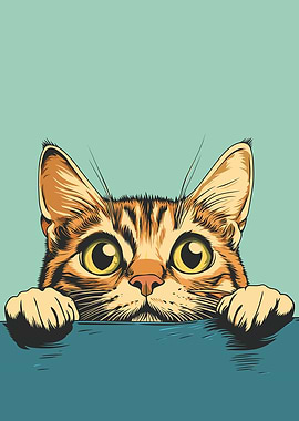 Curious Tommy Cat Poster