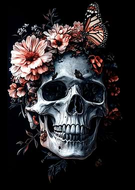 Skull and flower