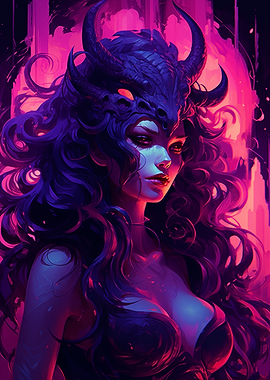 Neon Purple Demon Girl