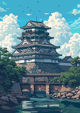 Himeji Castle Pixel Art