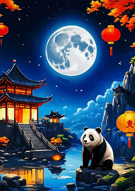 panda japanese landscape