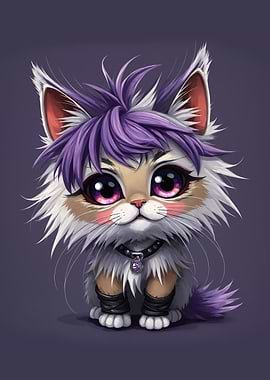 Kitten with violet hair